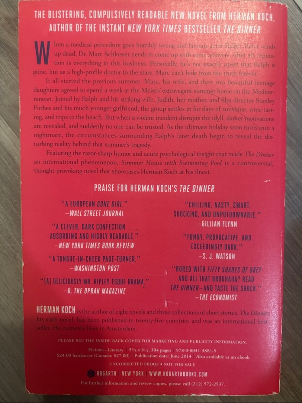 Summer House with Swimming Pool by Herman Koch - White & Red Paperback - Picture 2 of 2